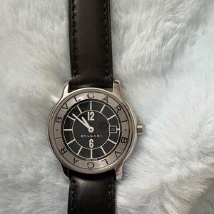 Bvlgari Solotempo in Stainless Steel and Black Leather Band